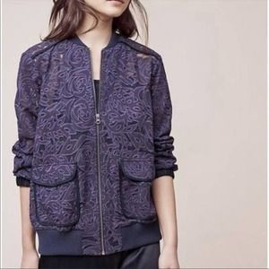 Anthropologie Elevenses Lace Miranda Bomber Jacket Size S